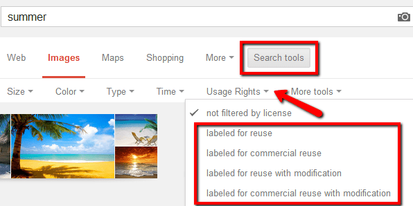 Google Search usage rights