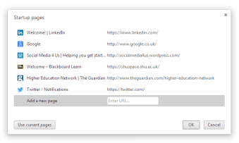 chrome auto start web pages