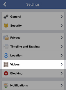 Facebook video settings