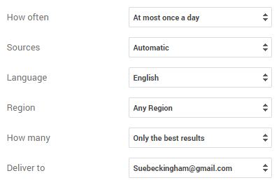 Google alert options