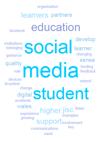 Google wordcloud - Tes from Jisc article : Listen, understand, act: social media for engagement