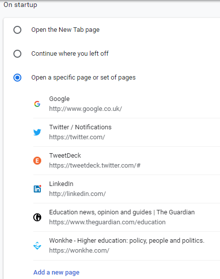 Chrome settings